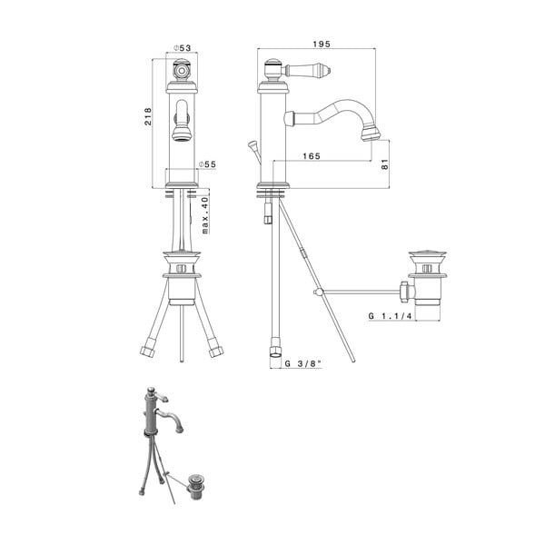 Стояща батерия за мивка в лъскаво-сребрист цвят Vienna – Sapho-image-4