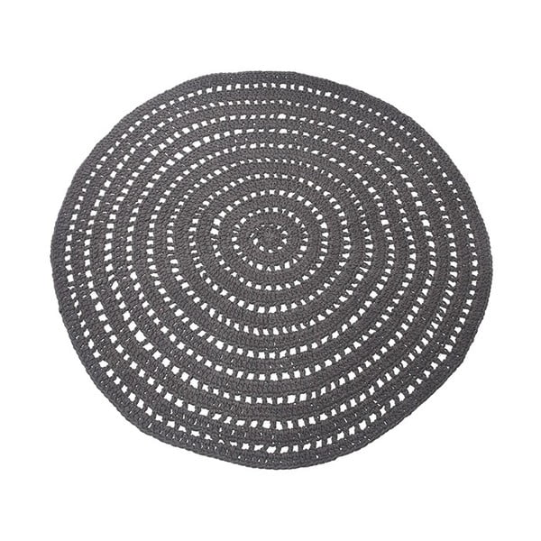 Тъмно сив кръгъл памучен килим Плетено, ⌀ 150 cm - LABEL51