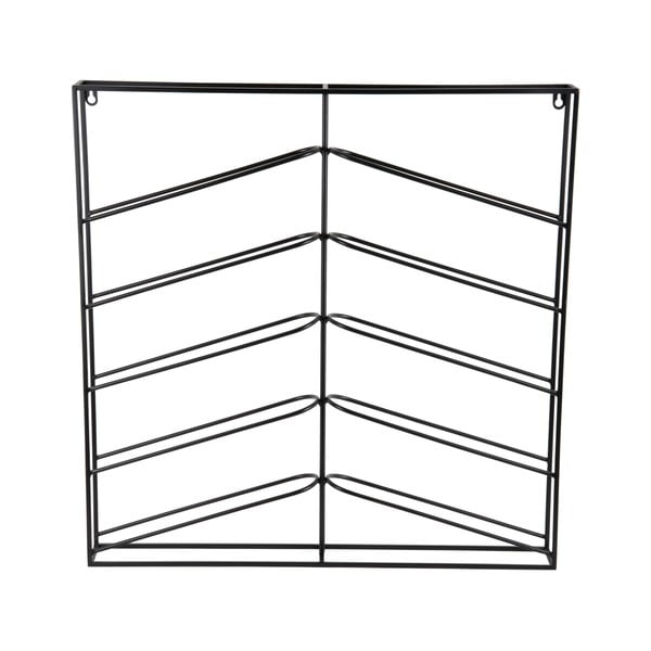 Черен стенен метален стелаж за вино брой бутилки 10 67x66x7,5 cm Cuadro – PT LIVING