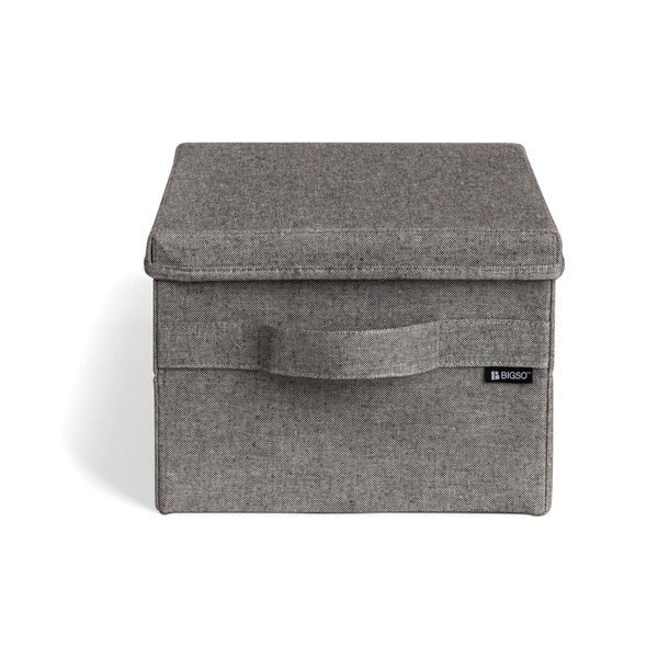 Сива текстилна кутия за съхранение с капак 27x36x19 cm Soft Storage Small – Bigso