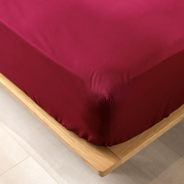 Червен  еластичен чаршаф от органичен памук 180x200 cm Biolina – douceur d'intérieur