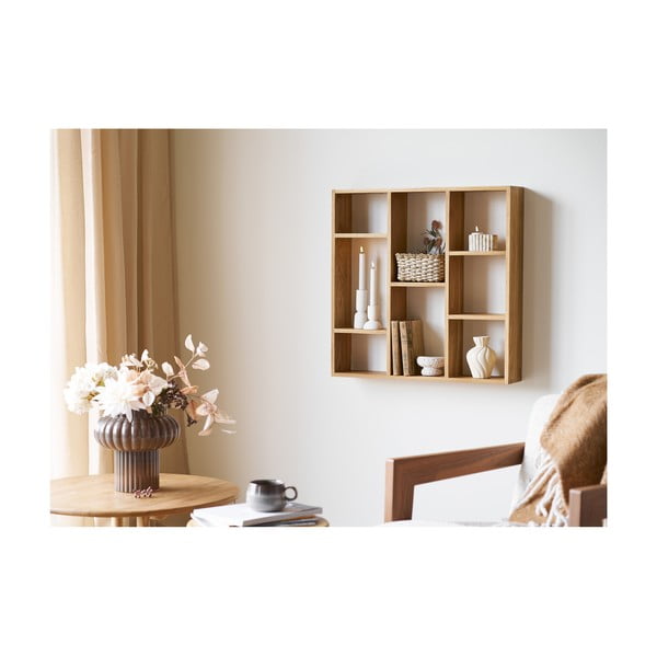 На няколко нива стенен рафт от масивен дъб в естествен цвят 15 cm Townsville – House Nordic-image-1