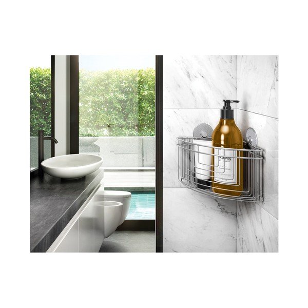 Стоманен стенен рафт за банята Artic Corner Tall - Metaltex-image-1