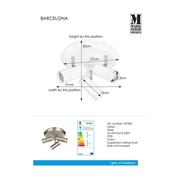 Стенна лампа в сребристо Barcelona Tres - Markslöjd-image-1