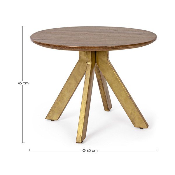 Кръгла масичка за кафе от масивно манго  в златист цвят/в тъмно естествен цвят ø 60 cm Sherman – Bizzotto-image-2