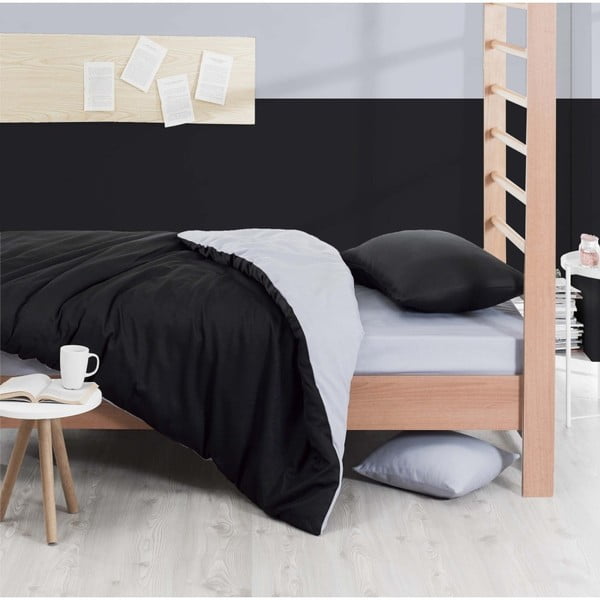 Черно и сиво спално бельо за единично легло с чаршаф Reterro Basso, 160 x 220 cm - Unknown