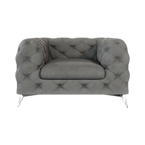 Сиво кадифено кресло Chelsea – Ropez-image-1