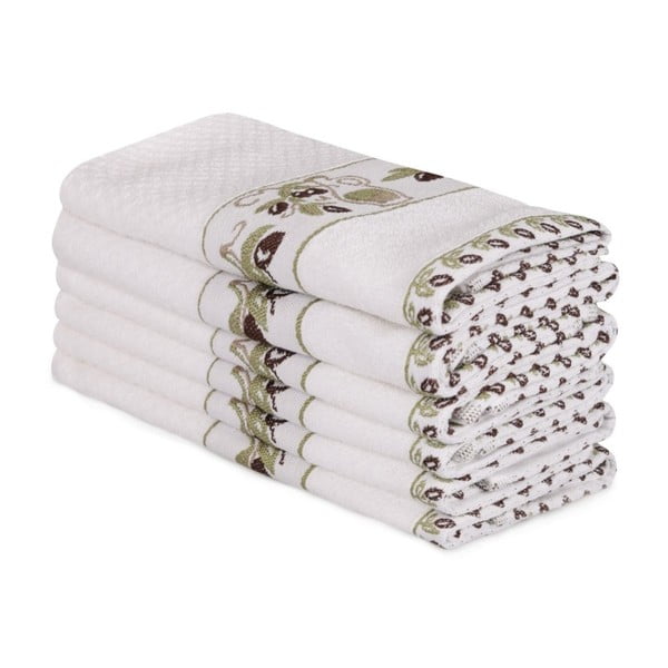 Комплект от 6 бели памучни кърпи Beyaz Lento, 30 x 50 cm - Foutastic