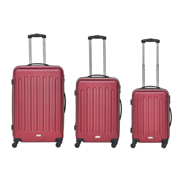 Sada 3 červených cestovních kufrů Packenger Traveller