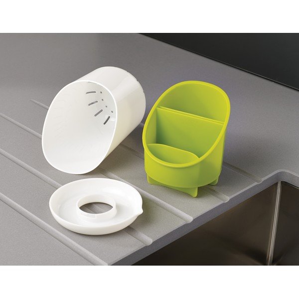 Bílo-zelený odkapávací stojánek na příbory a kuchyňské nástroje Joseph Joseph Dock-image-4