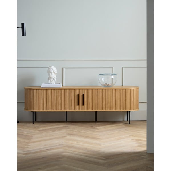 Масичка за телевизор с дъбов декор в естествен цвят 56x180 cm Nola - Unique Furniture-image-1