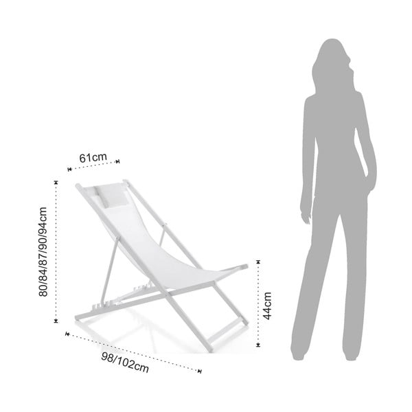 Бял метален сгъваем градински шезлонг Milos - Tomasucci-image-4