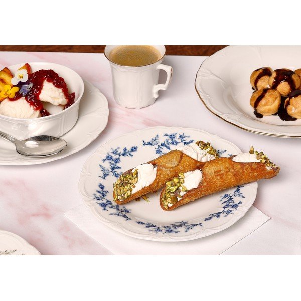 Бяла/синя десертна порцеланова чиния ø 16 cm Retro – BonBistro-image-1