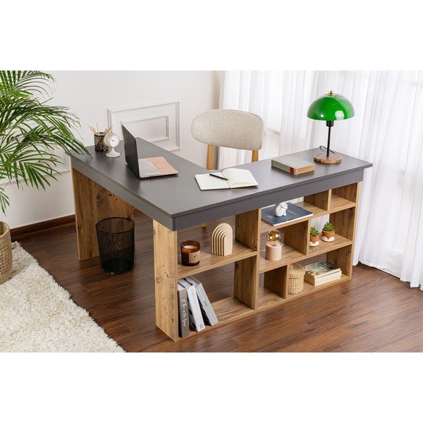 Работна маса с боров декор 120x130 cm Vesper – Kalune Design-image-1