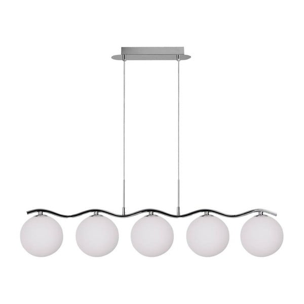 Висяща лампа в сребристо със стъклен абажур 12x86 cm Ramon - Candellux Lighting