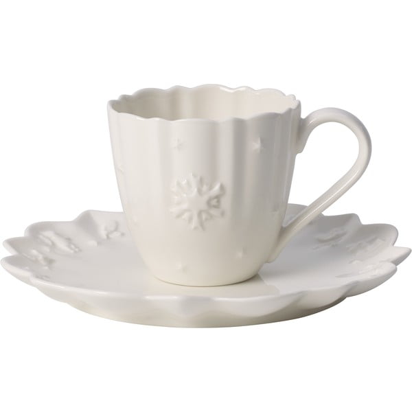 Бяла порцеланова чаша с чинийка с коледен мотив Villeroy & Boch - Villeroy&Boch
