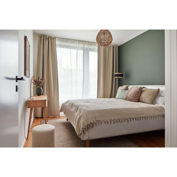 Светлосиво двойно легло 160x200 cm тапицирано с място за съхранение с включена подматрачна рамка Lotte – Meise Möbel-image-1