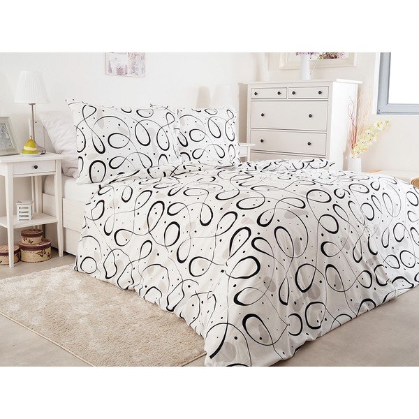 Черно-бяло крепирано спално бельо за единично легло 140x200 cm Top Class - B.E.S.-image-1