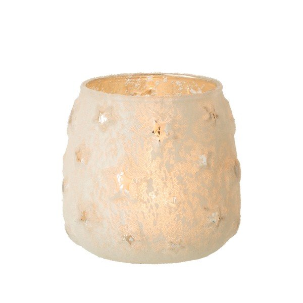 Бяло стъкло Коледен свещник звезда Antique - J-Line-image-2