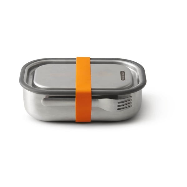 Кутия за закуски от неръждаема стомана с оранжева лента , 1000 ml - Black + Blum