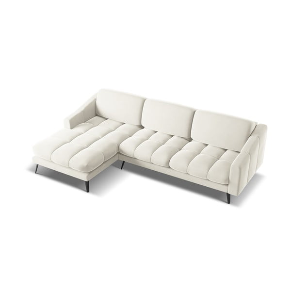 Кремав кадифен ъглов диван (ляв ъгъл) Nalu – Makamii-image-3