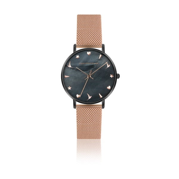 Дамски часовник с каишка от неръждаема стомана в розово злато Noir - Emily Westwood