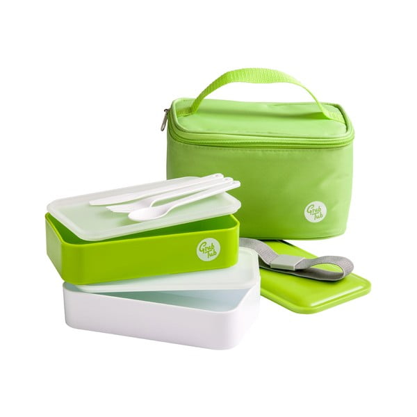 Set zeleného svačinového boxu a tašky Premier Housewares Grub Tub, 21 x 13 cm