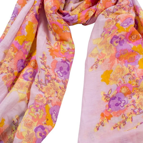 Šátek s příměsí hedvábí Shirin Sehan Fleuretta Lavender-image-1