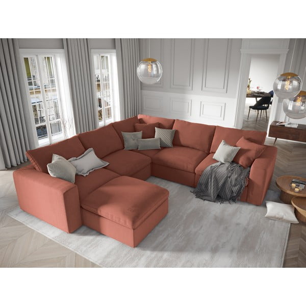 Розова двустранна ъглова част от модулен диван от велур Galaxy - Windsor & Co Sofas-image-1