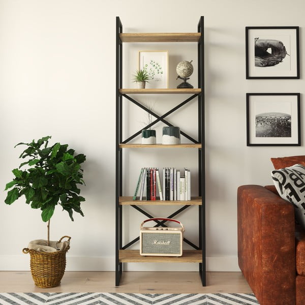 Черен/естествен рафт от бор 58x175 cm Nicol - Kalune Design-image-2