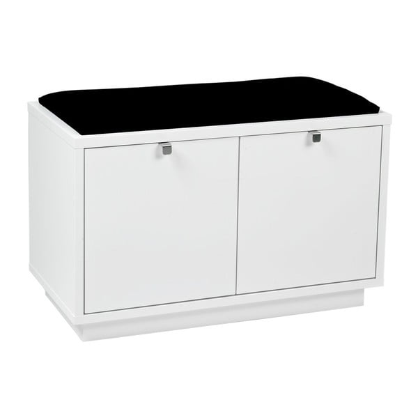 Бяла пейка с място за съхранение и черна седалка , широчина 70 cm Confetti - Rowico
