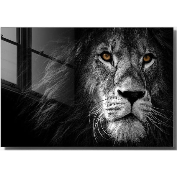 Картина върху стъкло 70x50 cm Lion - Wallity