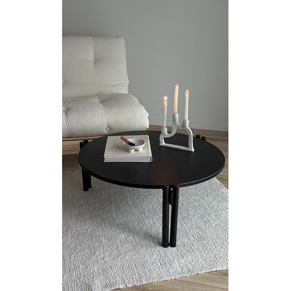 Черна кръгла масичка за кафе от масивен бор ø 80 cm Sticks – Karup Design-image-4