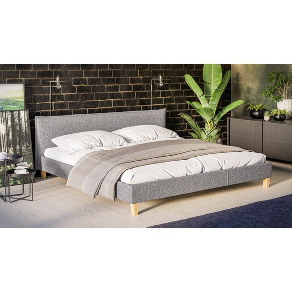 Сиво тапицирано двойно легло с решетка 200x200 cm Tina - Ropez-image-2