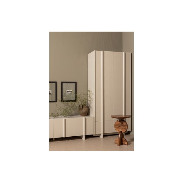 Кремава модулна телевизионна масичка от борова дървесина 200x53 cm Basu - WOOOD-image-1