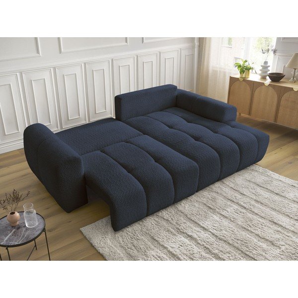 Син  разтегателен ъглов диван с място за съхранение от букле (десен ъгъл) Roxelane – Bobochic Paris-image-3