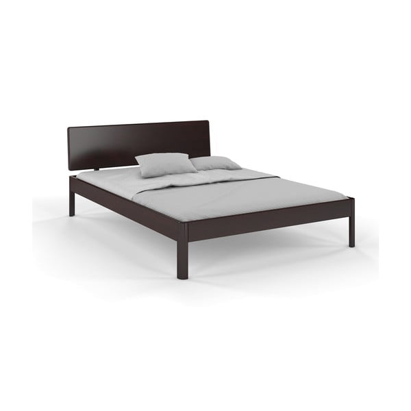 Двойно легло от борова дървесина 180x200 см в тъмнокафяв цвят Ammer - Skandica