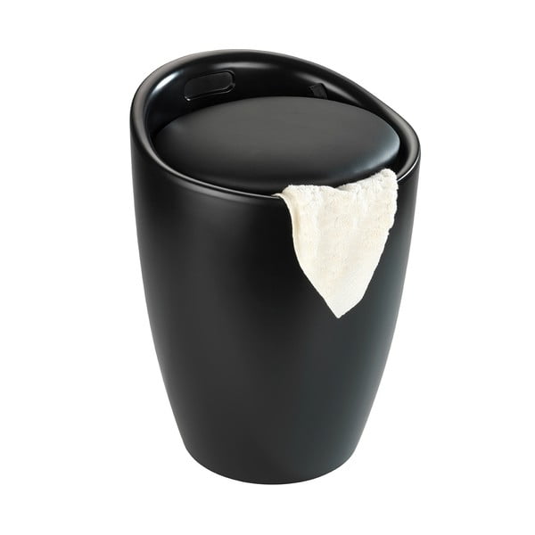 Черна табуретка за баня с подвижна кошница за пране Candy - Wenko-image-1