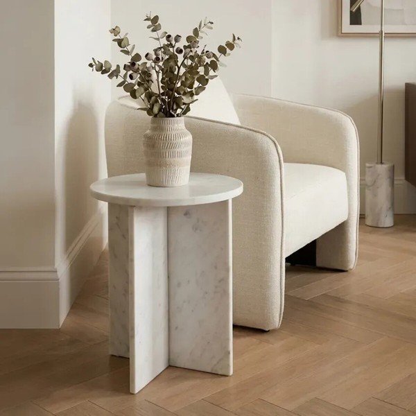 Мраморна кръгла странична масичка ø 40 cm Savio – Premier Housewares-image-1