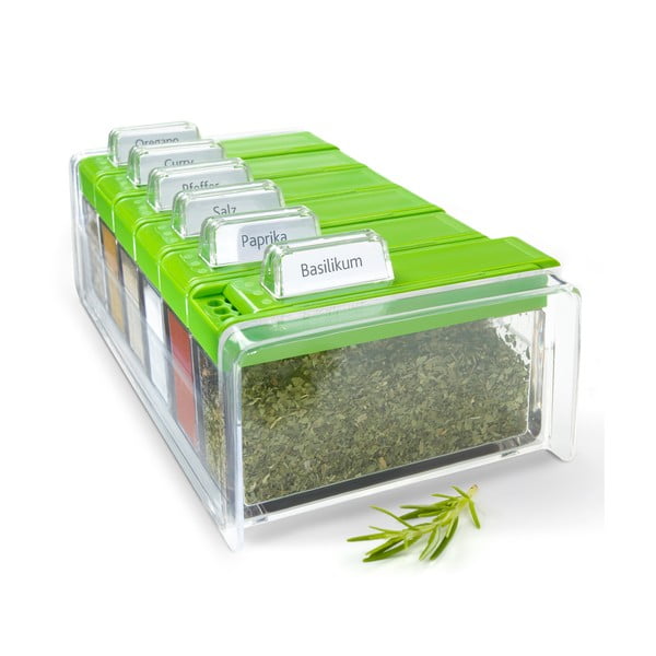 Box na koření s 6 přihrádkami Spice Box, zelený