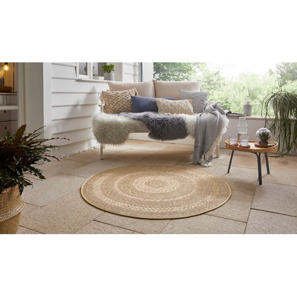 Бежов килим за открито , Ø 160 cm Almendro - NORTHRUGS-image-1
