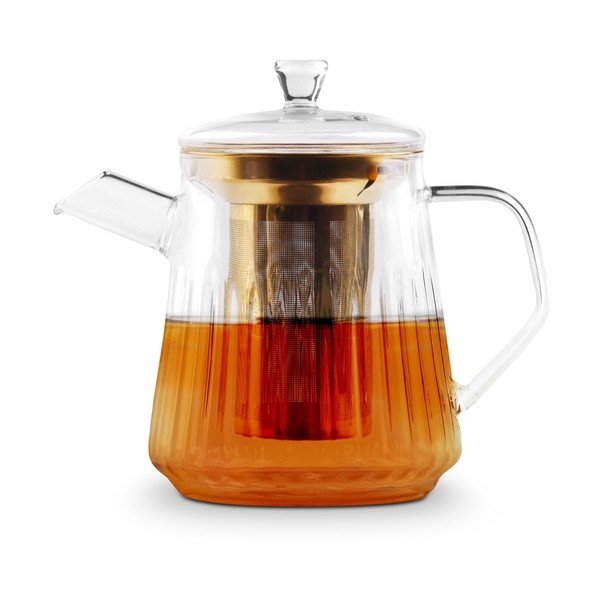 Стъклен чайник с цедка в златист цвят 900 ml Mia – Vialli Design-image-4