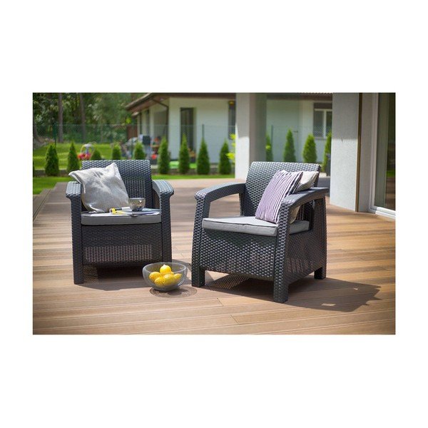 Тъмносиво градинско кресло Corfu – Keter-image-1