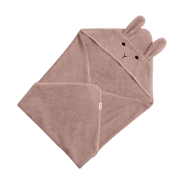 Розово-кафява памучна детска хавлия с качулка 75x75 cm Rabbit – Kindsgut-image-3
