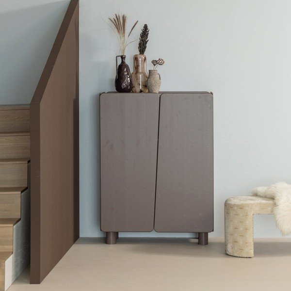 Кафяво шкафче от масивен бор 100x135x45 cm Root – WOOOD-image-1