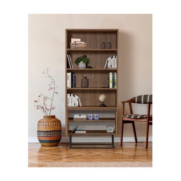 Библиотека от декор от орех в естествен цвят 80x182 cm Rodez – Kalune Design-image-3