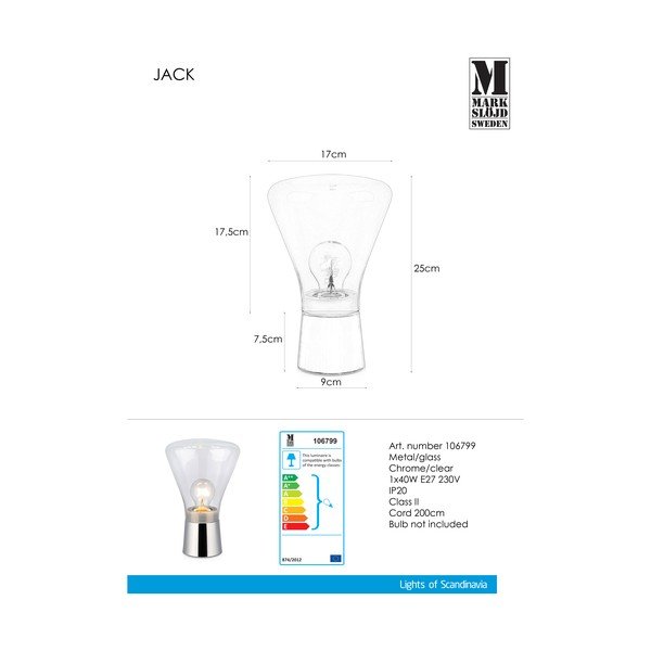 Настолна лампа в сребристо, ø 16,5 cm Jack - Markslöjd-image-2