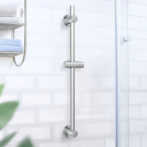 Душ релса  без пробиване от неръждаема стомана в блестящо сребрист цвят с подвижен държач 70 cm – Wenko-image-1