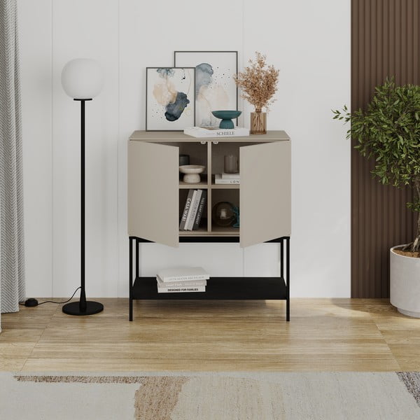 Черно-кремаво шкафче 80x90x40 cm Amira – Marckeric-image-2