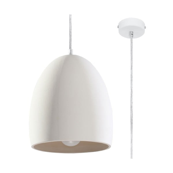 Бяло висящо осветително тяло с керамичен абажур ø 30 cm Fonsie – Nice Lamps